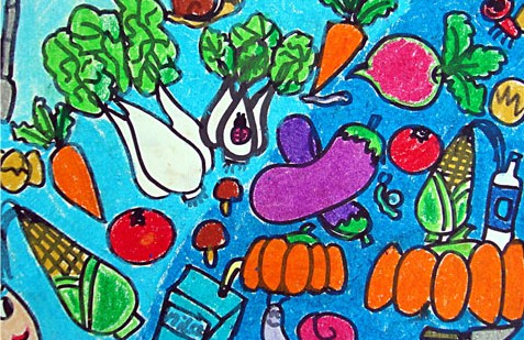 健康宝贝爱吃菜简笔画_健康宝贝爱吃菜图片欣