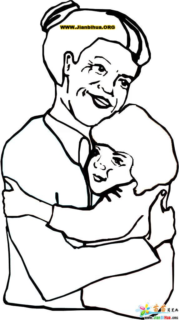 人物简笔画-奶奶和孙子简笔画