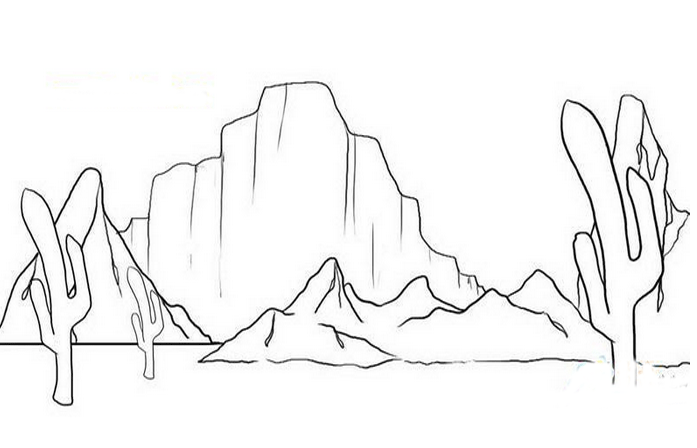 简笔画-山水风景简笔画-沙漠风景