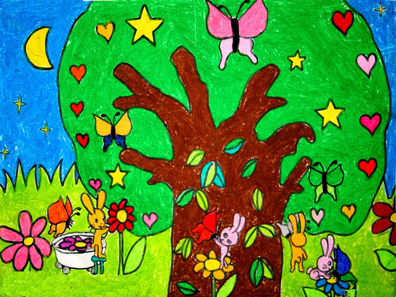 兔子一家简笔画_兔子一家图片欣赏_兔子一家儿童画画