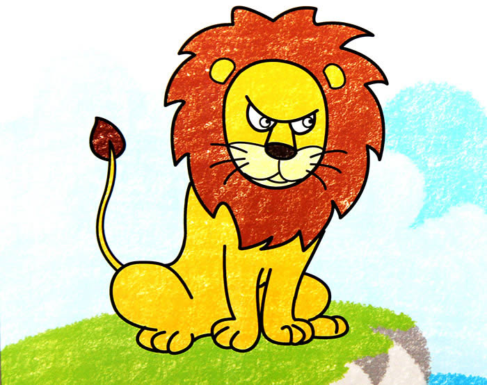 狮子简笔画_狮子图片欣赏_狮子儿童画画作品-有伴网