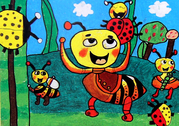儿童画画 数字油画 昆虫的世界儿童画画
