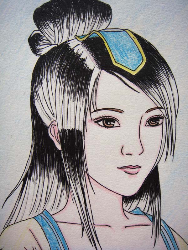 铅笔画-古典小美女兰陵农博园图片